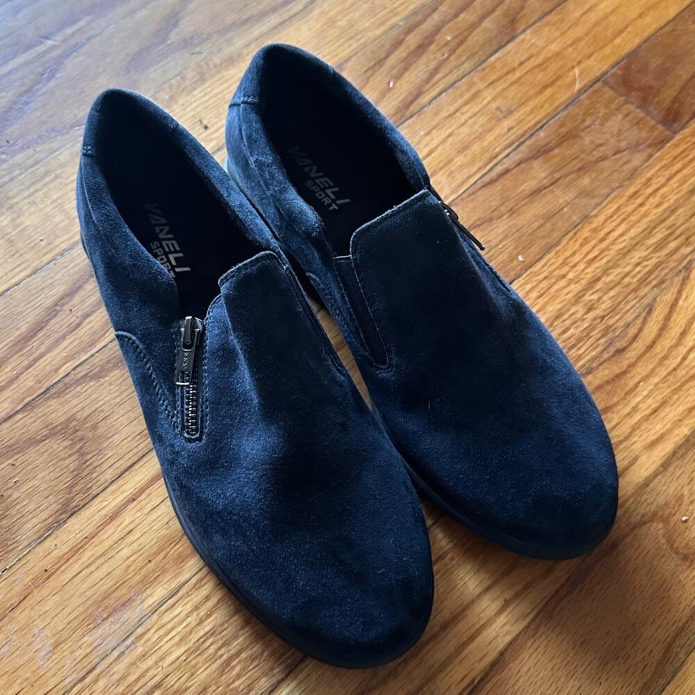 Vaneli Lenore Blue Suede Slip-On Shoes Wide 9W Comfort Chic